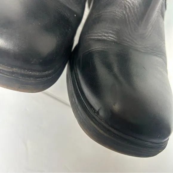 BED STU Women’s Biker Moto Leather Ankle Boots Harness Zipper Goth 8.5M Black