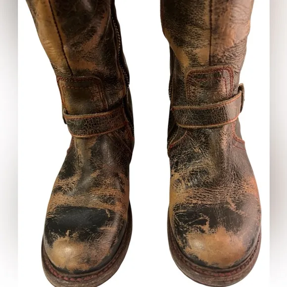 Bed Stu Womens Leather Boots Glaye Size 6 Black Lux Distressed Patina Equestrian