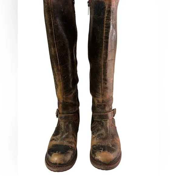 Bed Stu Womens Leather Boots Glaye Size 6 Black Lux Distressed Patina Equestrian