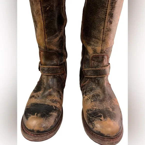 Bed Stu Womens Leather Boots Glaye Size 6 Black Lux Distressed Patina Equestrian