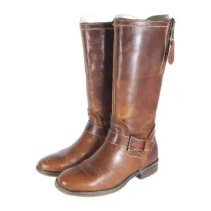 Bed Stu Women's Token US 7,5 Distressed Brown Leather Zip Moto Motorcycle Boots