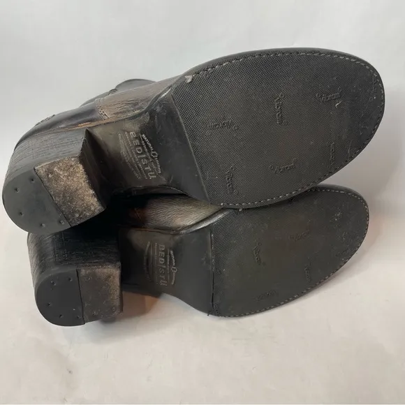 Bed Stu Yell Smoke Gray and Black Natural Leather Ankle Boot Size 10