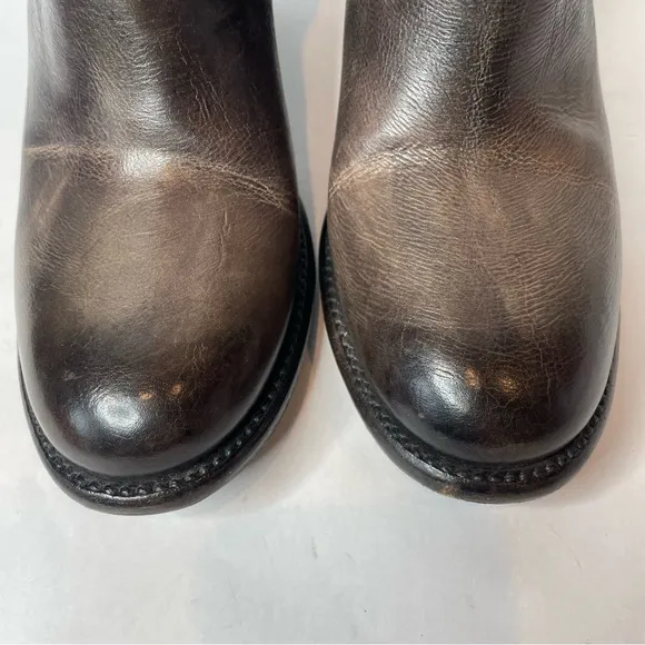 Bed Stu Yell Smoke Gray and Black Natural Leather Ankle Boot Size 10