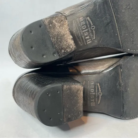 Bed Stu Yell Smoke Gray and Black Natural Leather Ankle Boot Size 10