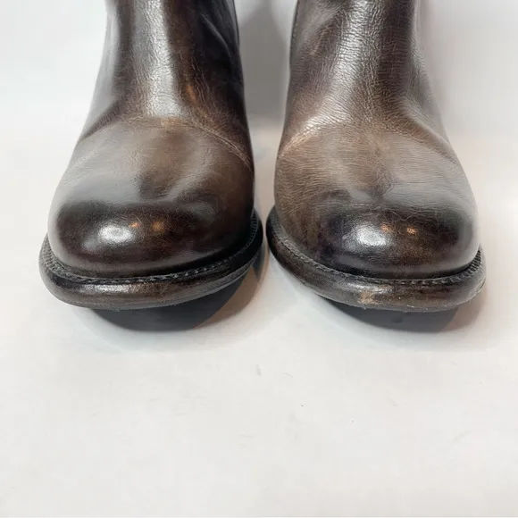 Bed Stu Yell Smoke Gray and Black Natural Leather Ankle Boot Size 10