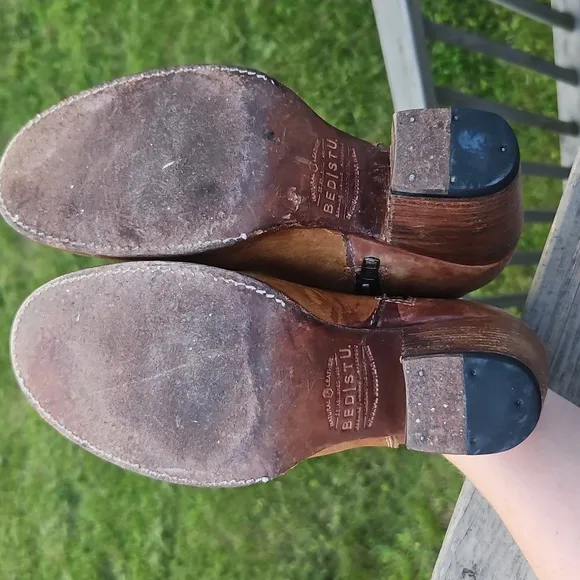 Bed Stu Yell Tan Distressed Leather Ankle Boots Size 6