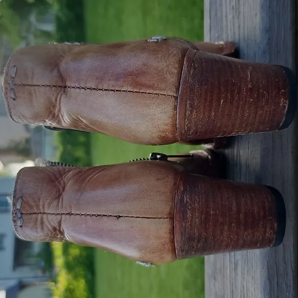 Bed Stu Yell Tan Distressed Leather Ankle Boots Size 6