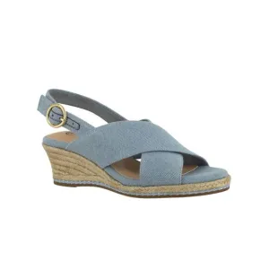 BELLA VITA Womens Blue Nadette Ii Round Toe Wedge Buckle Espadrille Shoes 6.5