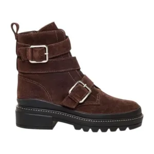 Bernardo Durban Moto Dark Chocolate Split Suede Lug Sole Boots Women's Size 7.5M