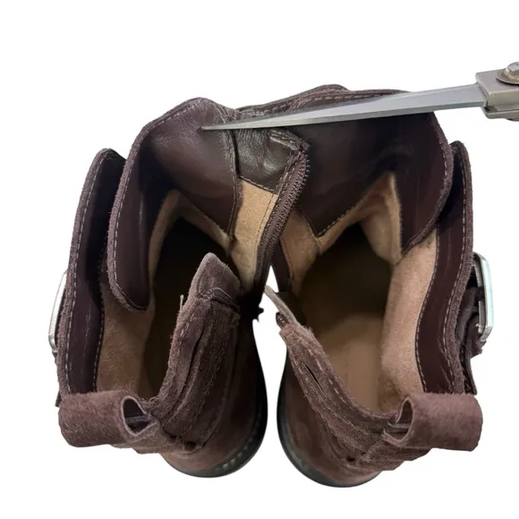 Bernardo Durban Moto Dark Chocolate Split Suede Lug Sole Boots Women's Size 7.5M