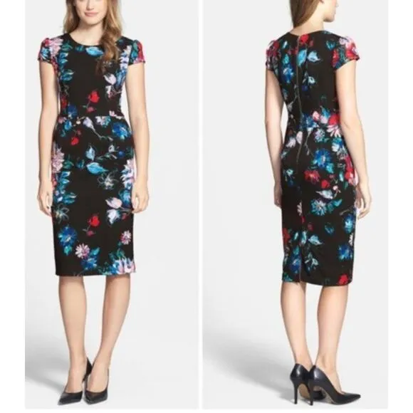 BETSEY JOHNSON Black Flower Print Dress Size 8
