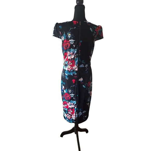 BETSEY JOHNSON Black Flower Print Dress Size 8