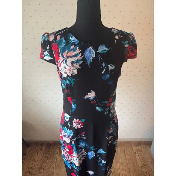 BETSEY JOHNSON Black Flower Print Dress Size 8