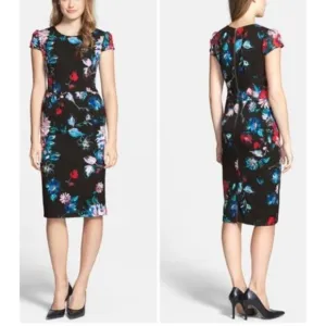 BETSEY JOHNSON Black Flower Print Dress Size 8