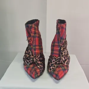 Betsey Johnson Plaid and Leopard Print Women's Ankle Boots