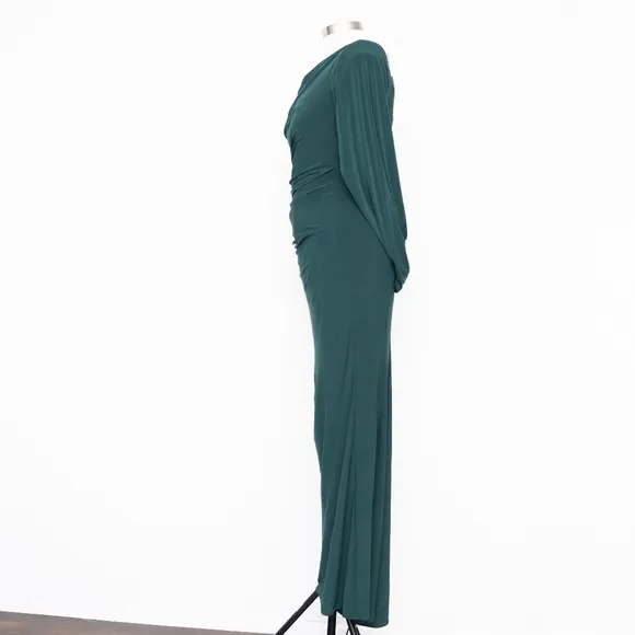 Betsy &amp; Adam | Drape-Back Gown in Forest Green 12