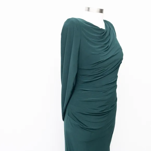 Betsy &amp; Adam | Drape-Back Gown in Forest Green 12