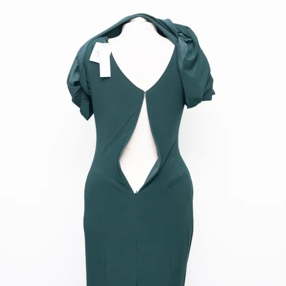 Betsy &amp; Adam | Drape-Back Gown in Forest Green 12