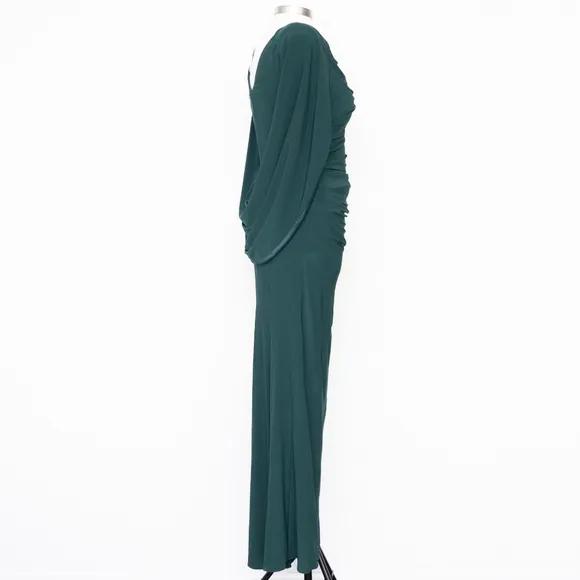 Betsy &amp; Adam | Drape-Back Gown in Forest Green 12