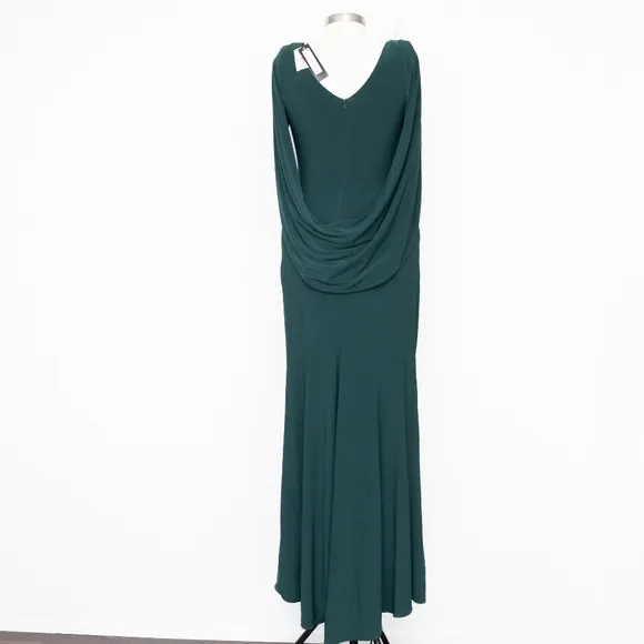 Betsy &amp; Adam | Drape-Back Gown in Forest Green 12