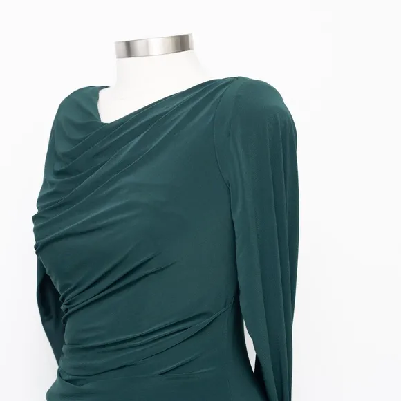 Betsy &amp; Adam | Drape-Back Gown in Forest Green 12