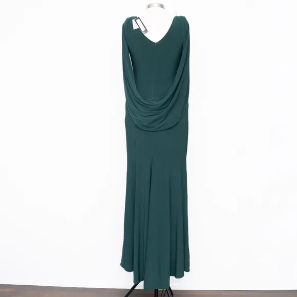 Betsy &amp; Adam | Drape-Back Gown in Forest Green 12