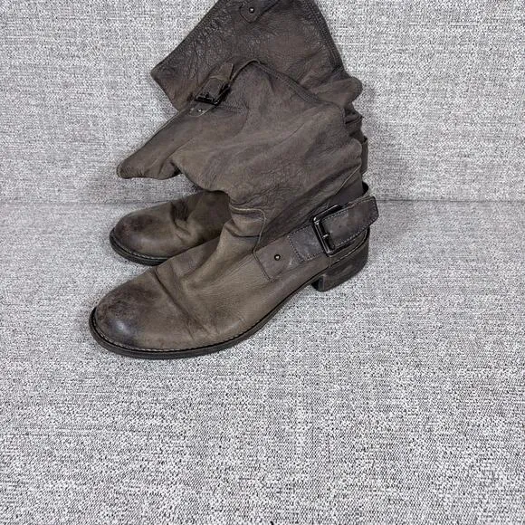 Biker Leather Boots Brown Woman Size 42