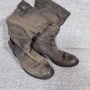 Biker Leather Boots Brown Woman Size 42