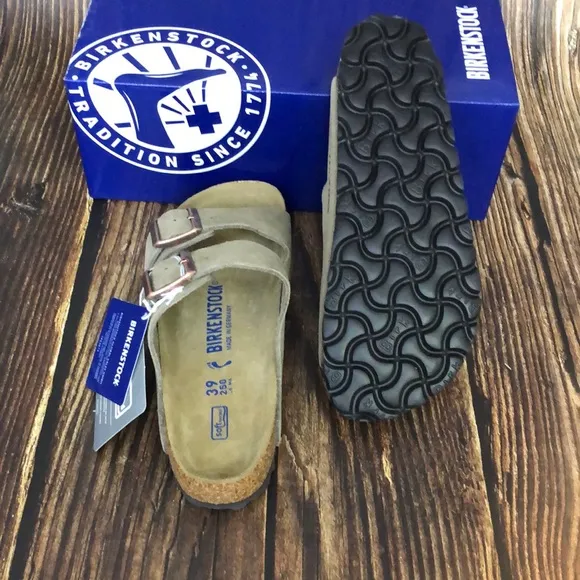 Birkenstock Arizona Taupe Narrow Sandals with Adjustable Straps and Cork Footbed