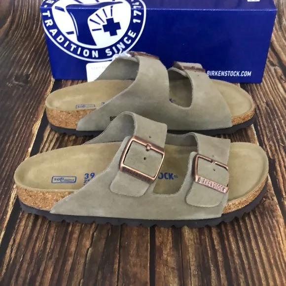 Birkenstock Arizona Taupe Narrow Sandals with Adjustable Straps and Cork Footbed