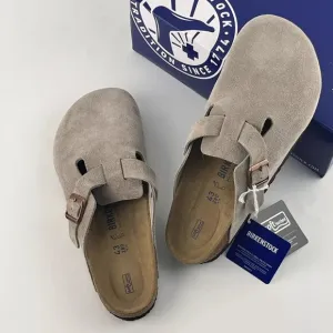 Birkenstock Boston Soft Footbed Taupe Suede Wide