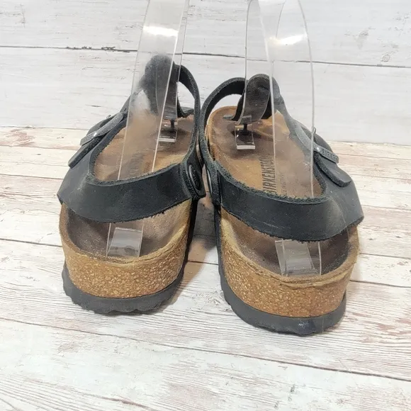 Birkenstock Kairo Shoes Leather Oiled Sandals Ankle Strap Black