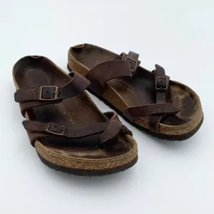 Birkenstock Mayari style brown leather shoes, women’s size 39