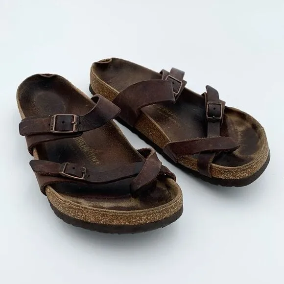 Birkenstock Mayari style brown leather shoes, women’s size 39