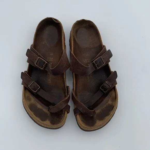 Birkenstock Mayari style brown leather shoes, women’s size 39