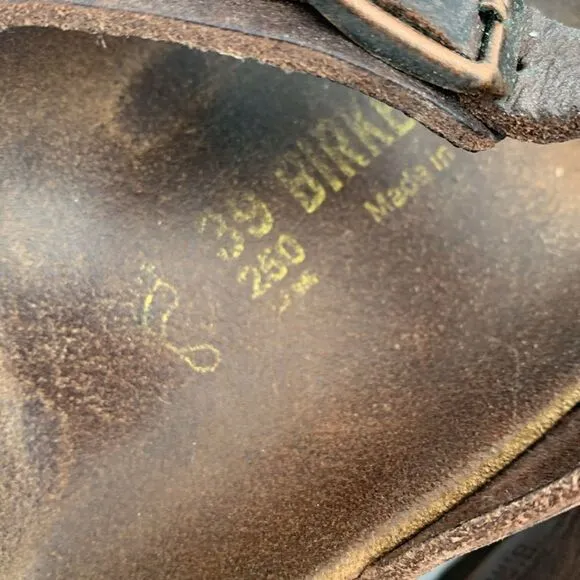 Birkenstock Mayari style brown leather shoes, women’s size 39