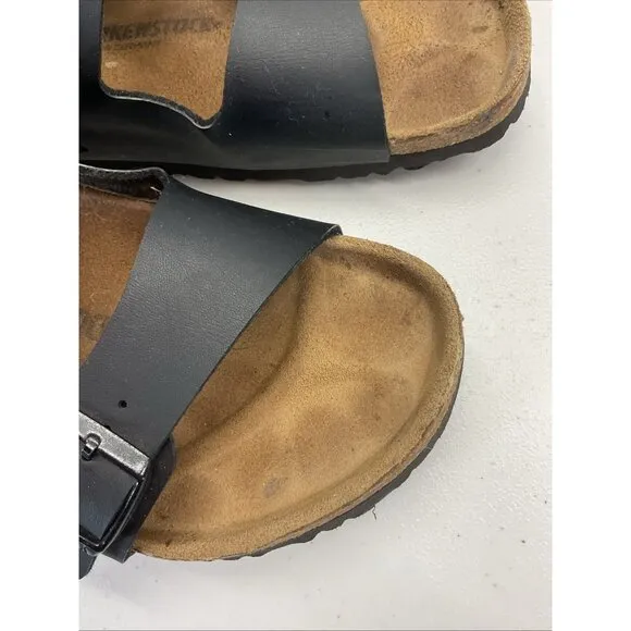 Birkenstock Men's Sz. 45/12 Black Leather Milano Adjustable Sandals