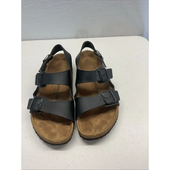 Birkenstock Men's Sz. 45/12 Black Leather Milano Adjustable Sandals