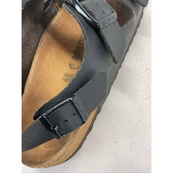 Birkenstock Men's Sz. 45/12 Black Leather Milano Adjustable Sandals