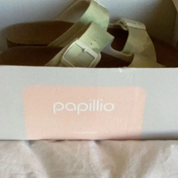 Birkenstock Papillio Arizona Platform Watercolor Khaki, Size 9 (40), NWT flaw
