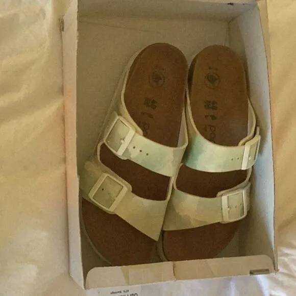 Birkenstock Papillio Arizona Platform Watercolor Khaki, Size 9 (40), NWT flaw
