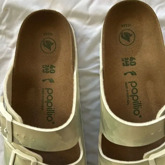 Birkenstock Papillio Arizona Platform Watercolor Khaki, Size 9 (40), NWT flaw