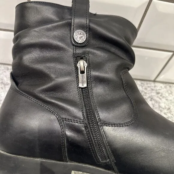 Birkenstock Women's Sarnia Boots Black Leather Size‎ 10.5-11 US 42 EU Motorcycle
