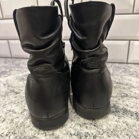 Birkenstock Women's Sarnia Boots Black Leather Size‎ 10.5-11 US 42 EU Motorcycle