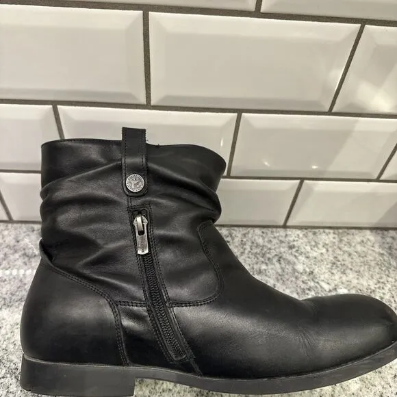 Birkenstock Women's Sarnia Boots Black Leather Size‎ 10.5-11 US 42 EU Motorcycle