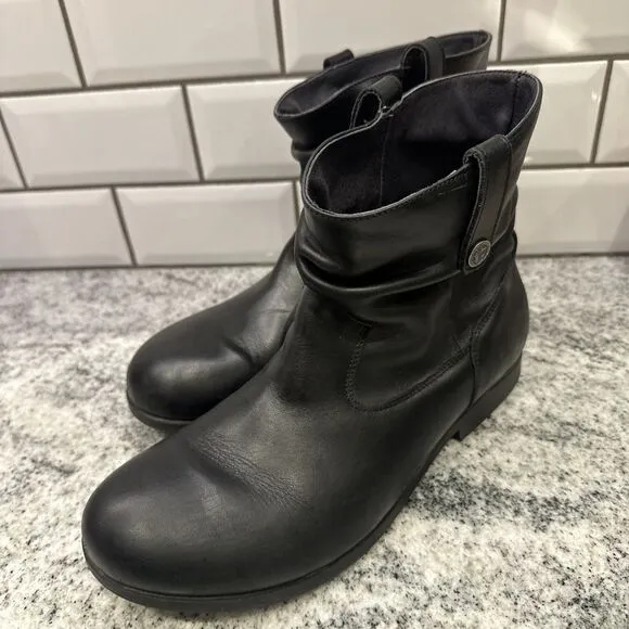 Birkenstock Women's Sarnia Boots Black Leather Size‎ 10.5-11 US 42 EU Motorcycle