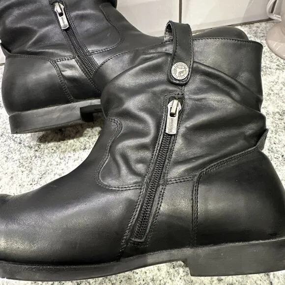 Birkenstock Women's Sarnia Boots Black Leather Size‎ 10.5-11 US 42 EU Motorcycle
