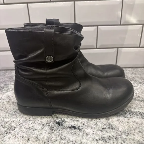 Birkenstock Women's Sarnia Boots Black Leather Size‎ 10.5-11 US 42 EU Motorcycle