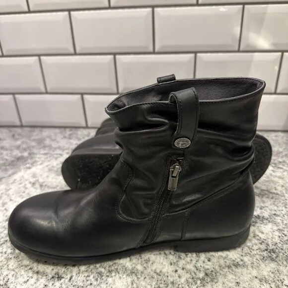 Birkenstock Women's Sarnia Boots Black Leather Size‎ 10.5-11 US 42 EU Motorcycle