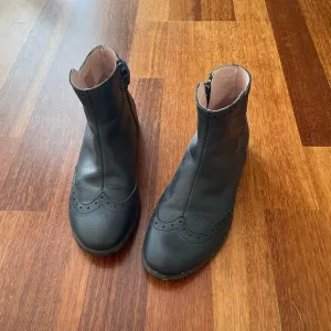 Black Ankle Boots with Brogue Detailing